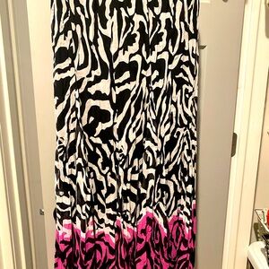 RAFAEL Black and Pink Zebra Print Maxi Skirt/beach swimsuit coverup